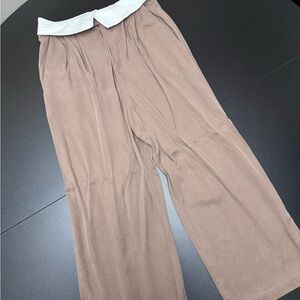 Reformation Brown Pants with Cream Waistband